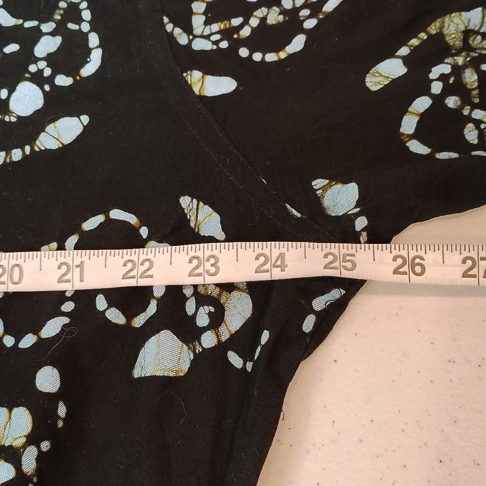 SAKAAS CALLIE ANCHOR TUNIC BLOUSE 3X BLACK BLUE ANCHOR 100% VISCOSE LONG SLEEVE - Picture 4 of 7